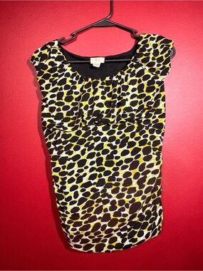 Yves Rocher Yellow and Black Leopard-Print Mini Dress